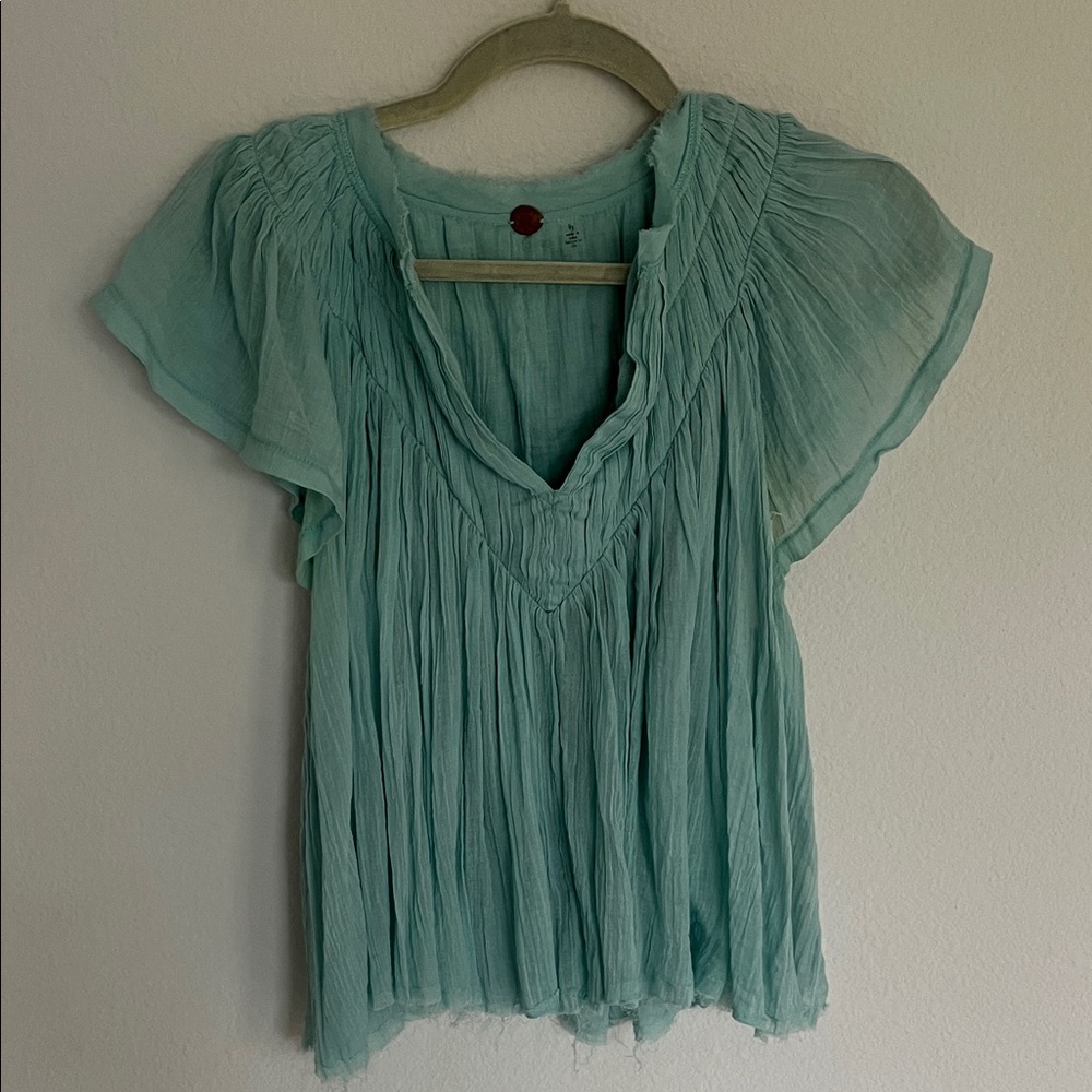 Free People Light Blue Blouse